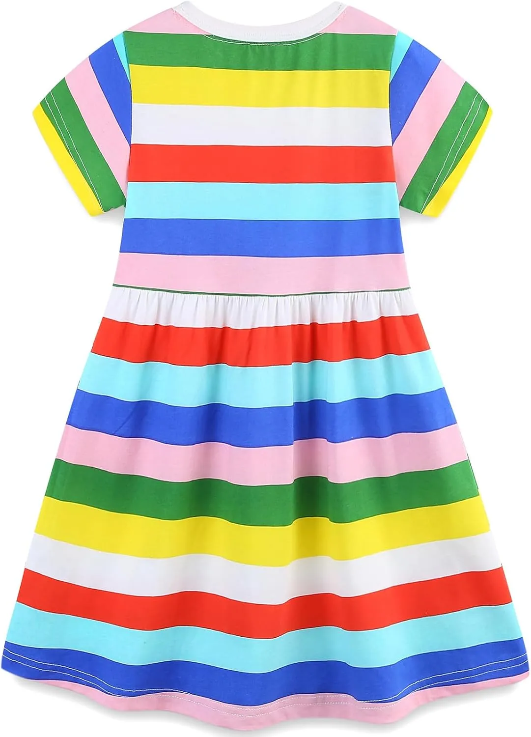 Frogwill Toddler Girls Cotton Dinosaur Tunic Dress Short Sleeve Summer Casual Outfit 2-7T