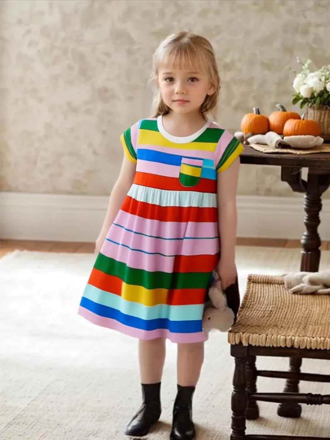 Frogwill Toddler Girls Cotton Dinosaur Tunic Dress Short Sleeve Summer Casual Outfit 2-7T