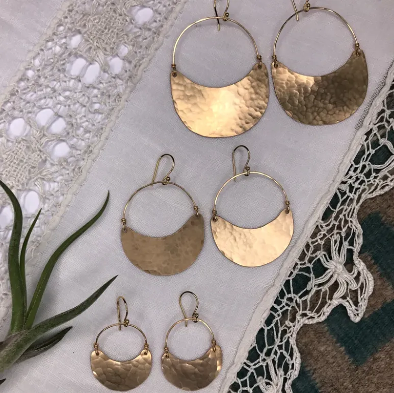 Gold Crescent Earrings