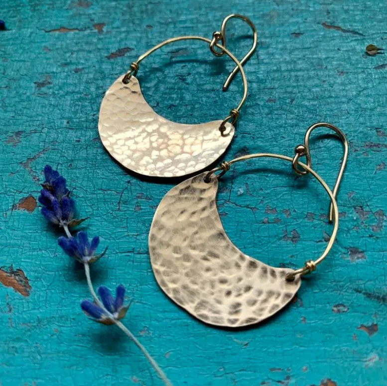 Gold Crescent Earrings