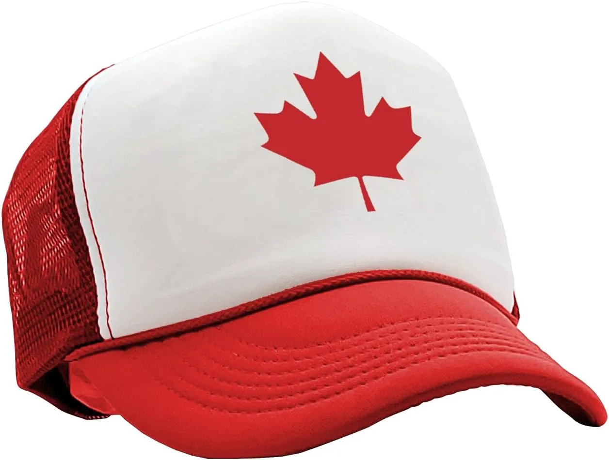Gooder Tees - Canadian Maple Leaf - O Canada Patriot Pride - Vintage Retro Style Trucker Cap Hat
