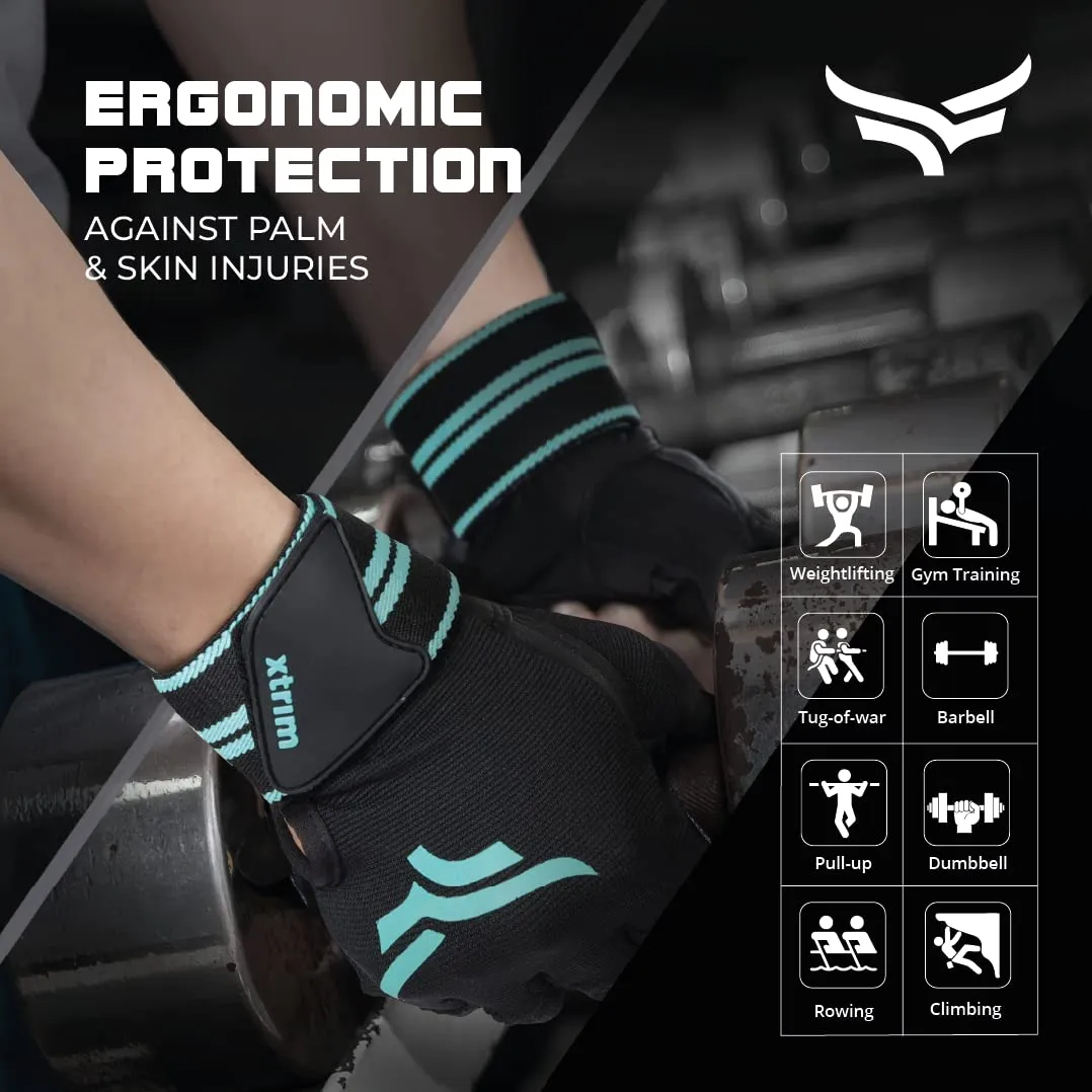 Gym Gloves for Men and Women, Gloves for Professional Weightlifting, Fitness Training and Workout (M (Fits 7.5-8 inches), Blue-Black)