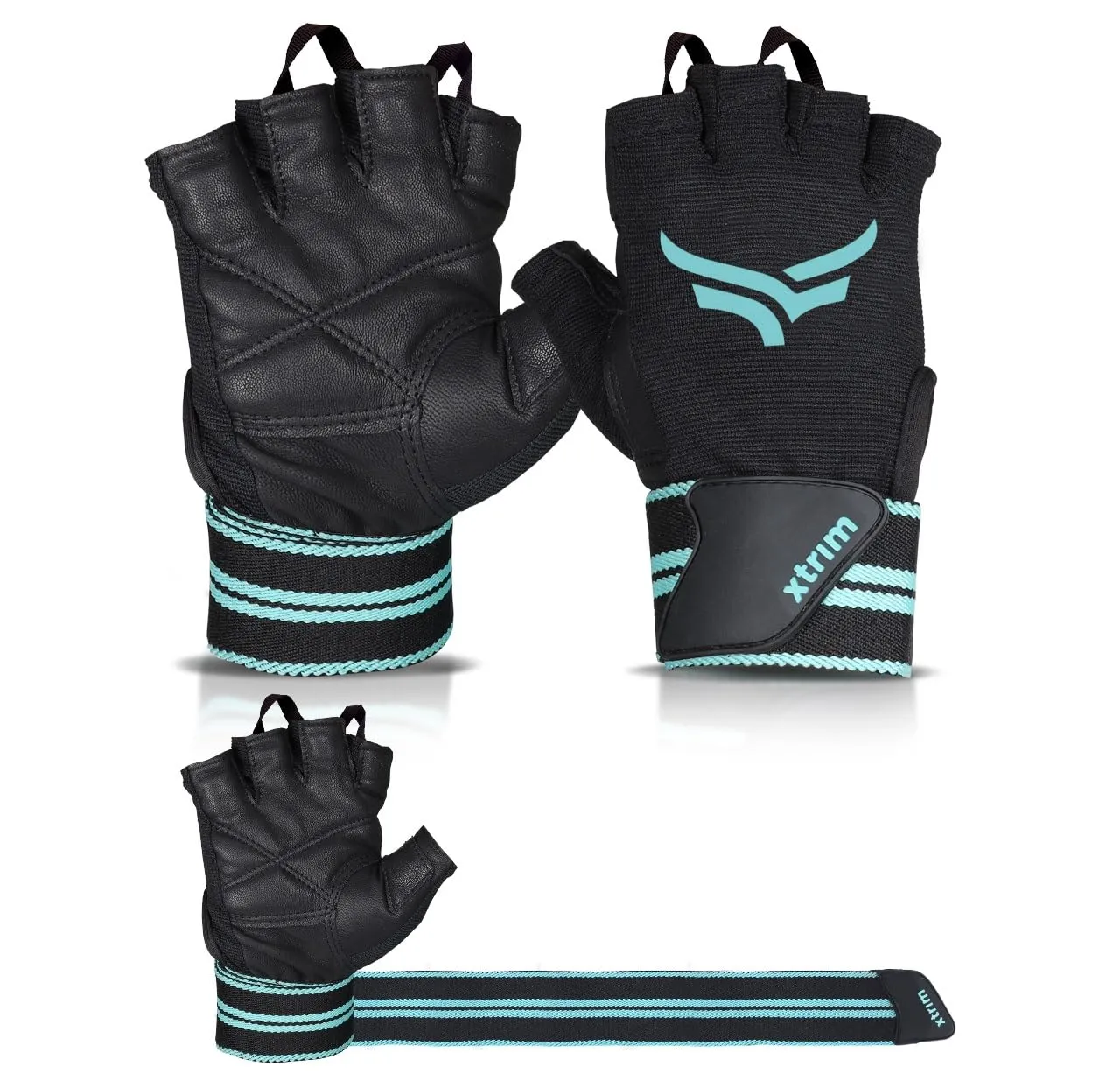 Gym Gloves for Men and Women, Gloves for Professional Weightlifting, Fitness Training and Workout (M (Fits 7.5-8 inches), Blue-Black)