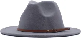 Hat Fedora Panama Womens Wool Hat Classic Wide Belt Buckle Floppy Baseball Caps Baseball Caps Non Adjustable Grey
