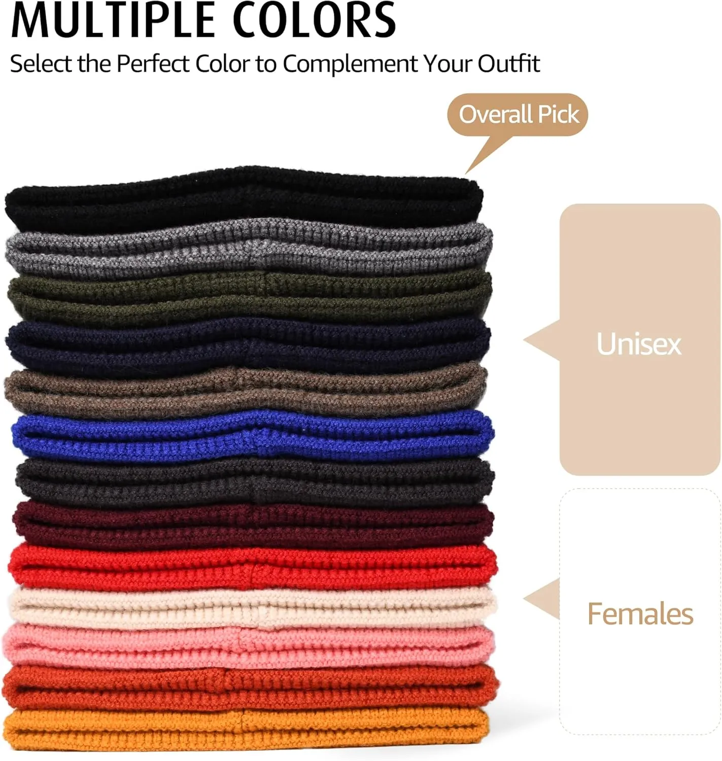 HiRui Knit Beanie Hats for Men Women Winter Hats Skull Caps Warm Classic Slouchy