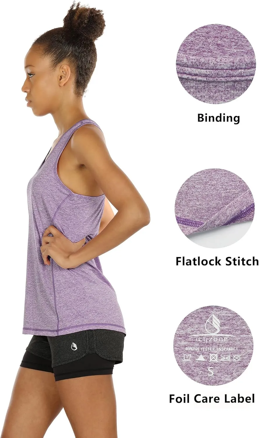icyzone Women's Racerback Workout Athletic Running Tank Tops (Pack of 3)