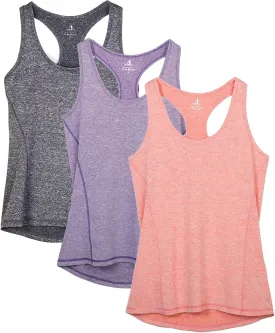 icyzone Women's Racerback Workout Athletic Running Tank Tops (Pack of 3)