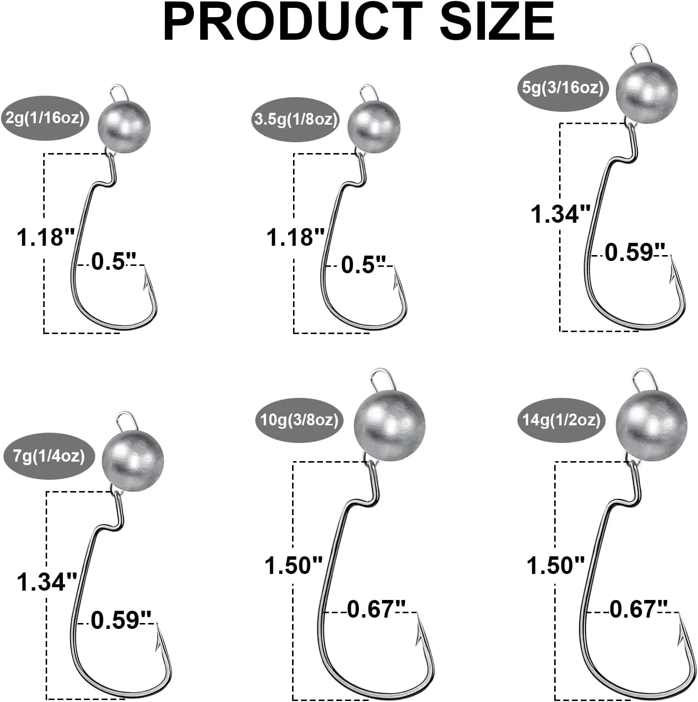 Jig Heads,Weighted Texas Rig Hooks,Weedless Swimbait Jig Heads for Bass Fishing,Football Jig Head Offset Fishing Hooks for Freshwater Saltwater 1/6oz 1/8oz 3/16oz 1/4oz 3/8oz 1/2oz