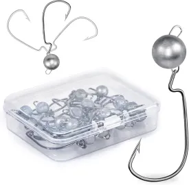 Jig Heads,Weighted Texas Rig Hooks,Weedless Swimbait Jig Heads for Bass Fishing,Football Jig Head Offset Fishing Hooks for Freshwater Saltwater 1/6oz 1/8oz 3/16oz 1/4oz 3/8oz 1/2oz