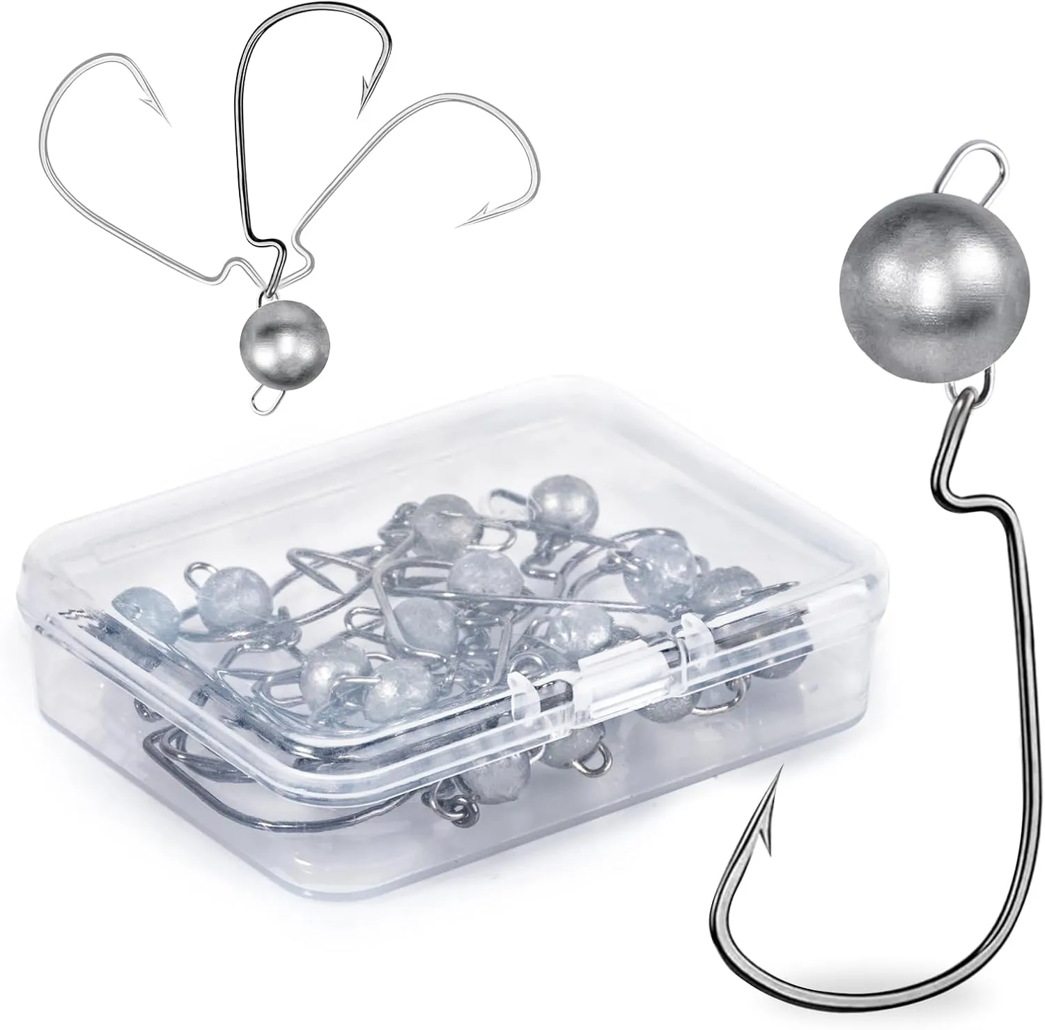 Jig Heads,Weighted Texas Rig Hooks,Weedless Swimbait Jig Heads for Bass Fishing,Football Jig Head Offset Fishing Hooks for Freshwater Saltwater 1/6oz 1/8oz 3/16oz 1/4oz 3/8oz 1/2oz