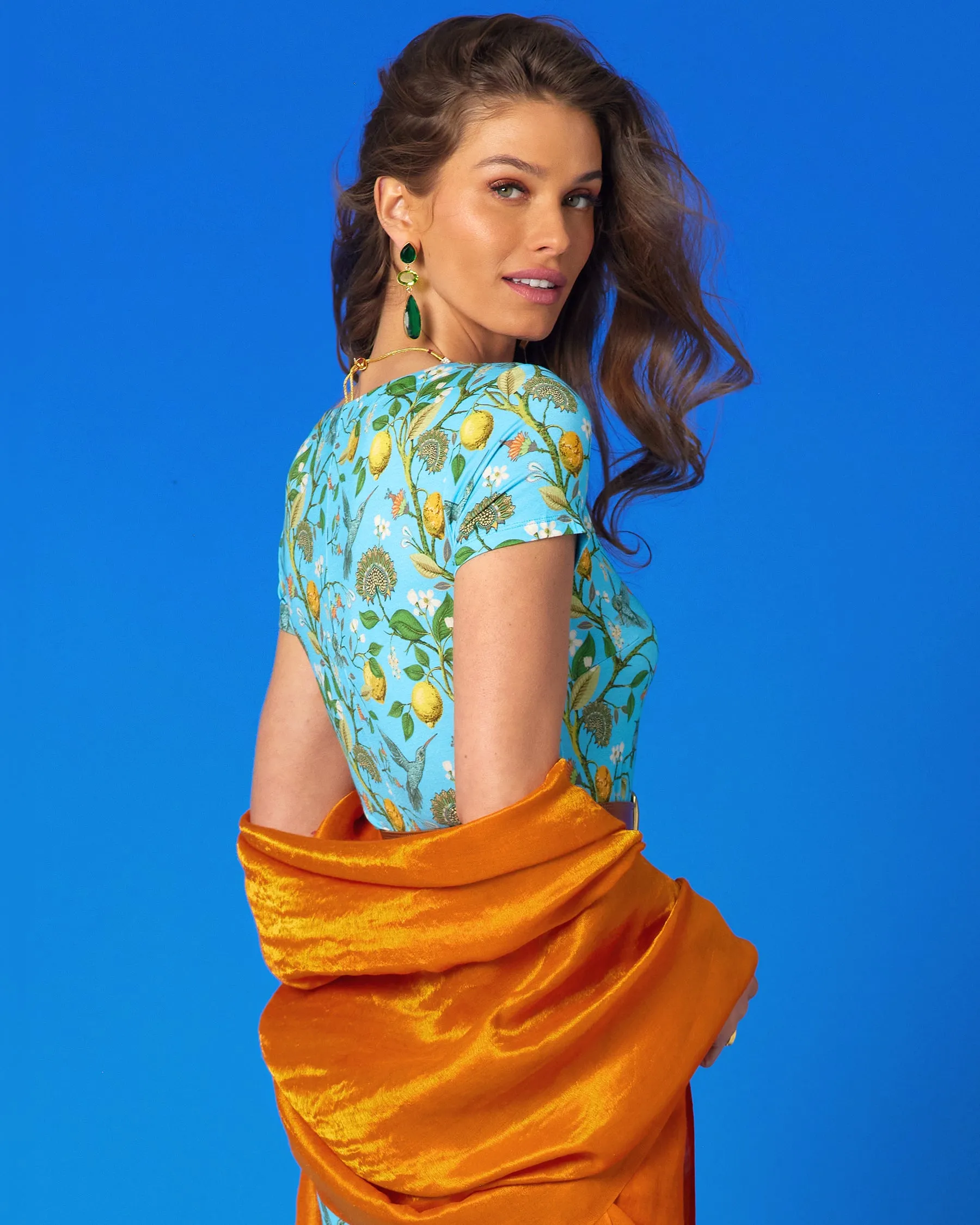 Josephine Reversible Pashmina Shawl in Gold Shimmer Coral Orange