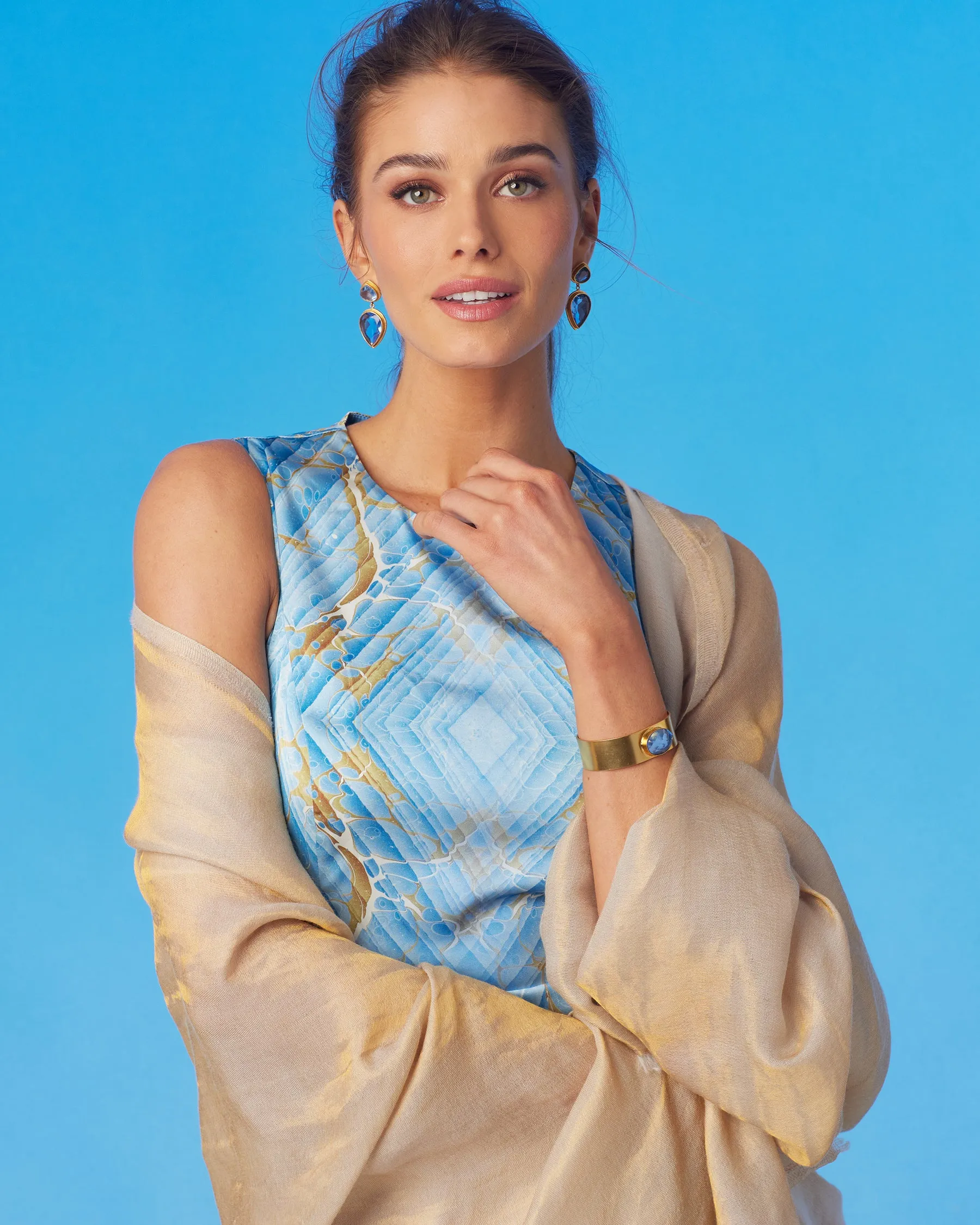 Josephine Reversible Pashmina Shawl in Gold Shimmer Dune