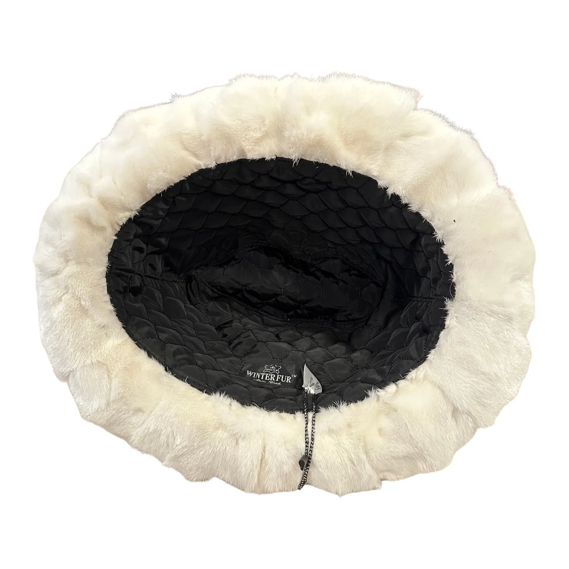 Kashani Men's White Diamond Cut Full Mink Fur Top Hat