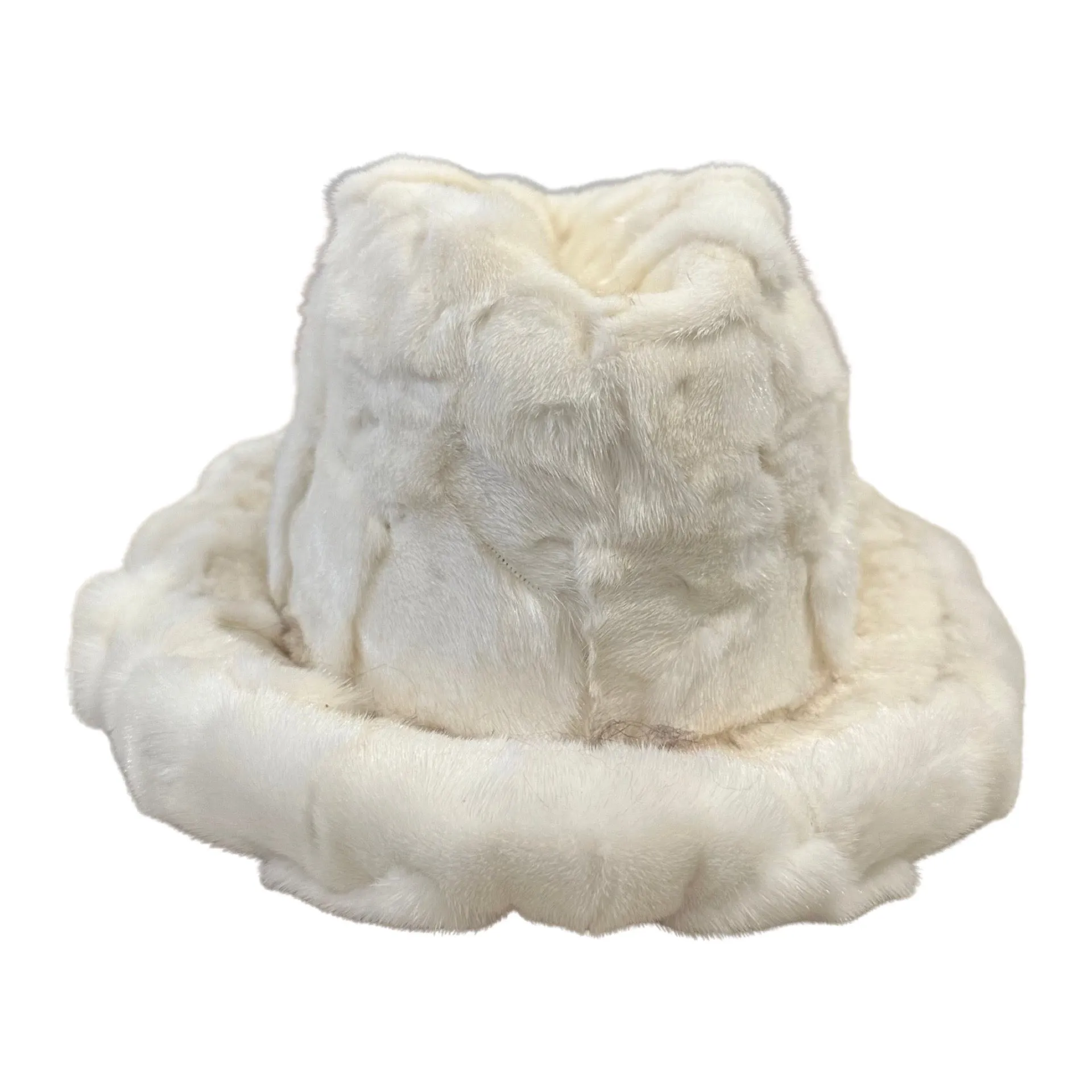 Kashani Men's White Diamond Cut Full Mink Fur Top Hat