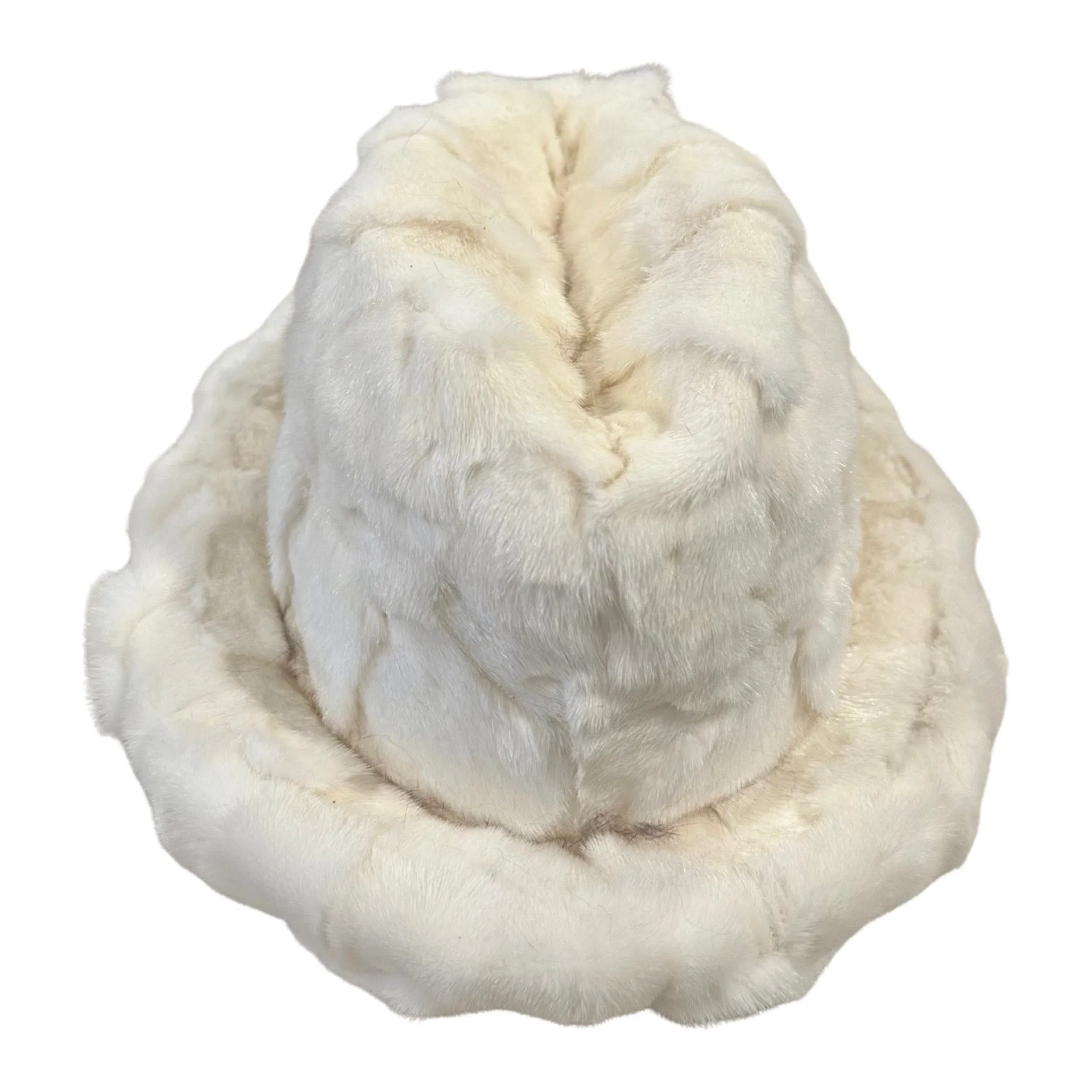 Kashani Men's White Diamond Cut Full Mink Fur Top Hat