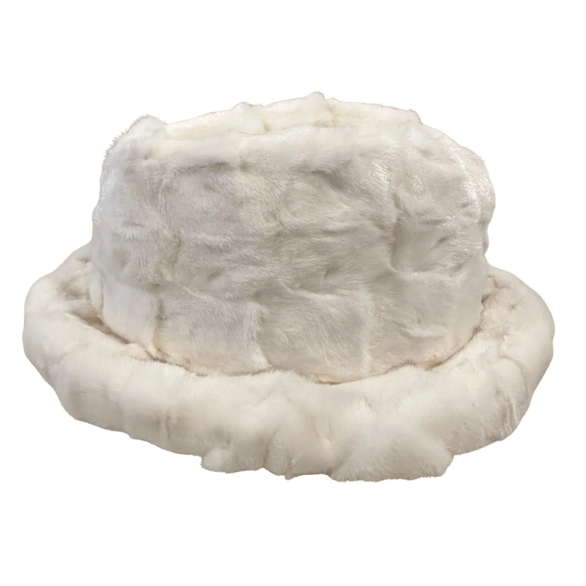 Kashani Men's White Diamond Cut Full Mink Fur Top Hat
