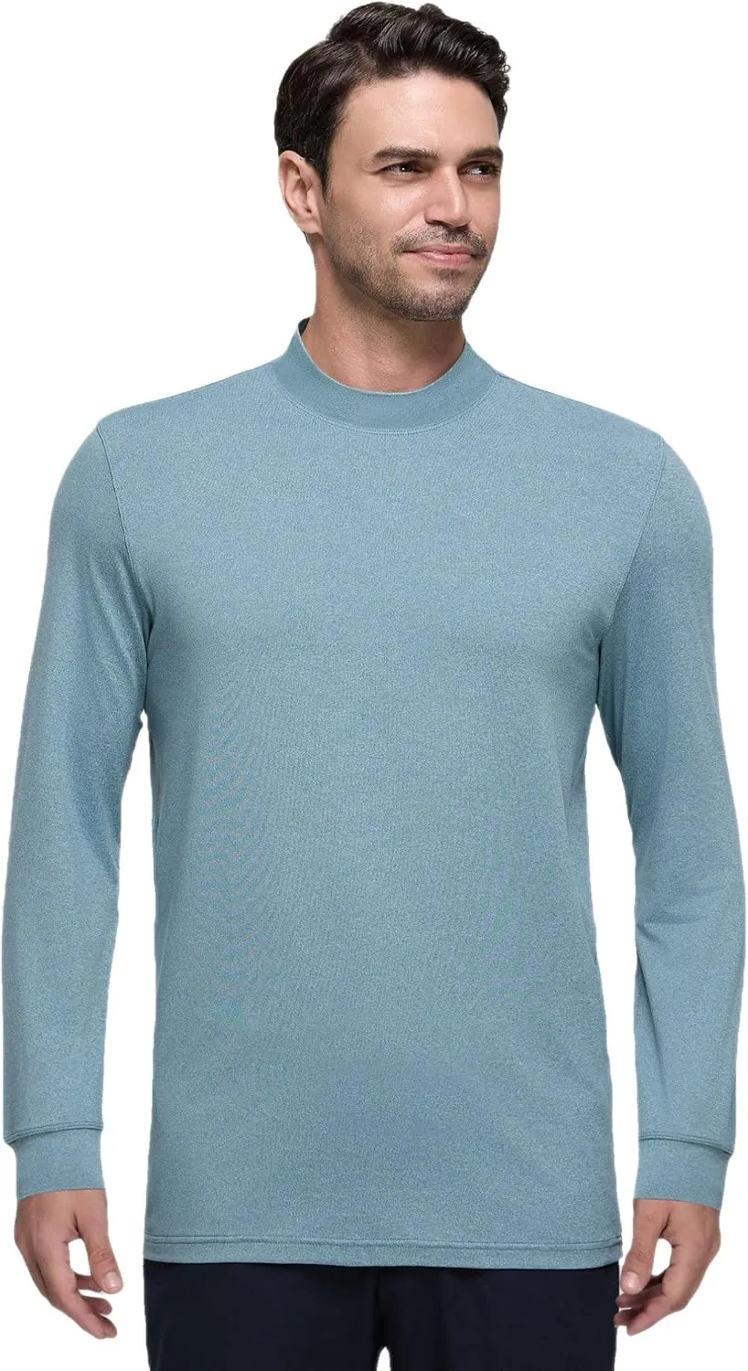 Long Sleeve Shirts for Men Mock Turtleneck Moisture Wicking Business Casual Pullover Undershirts Mens Tee Shirt Top