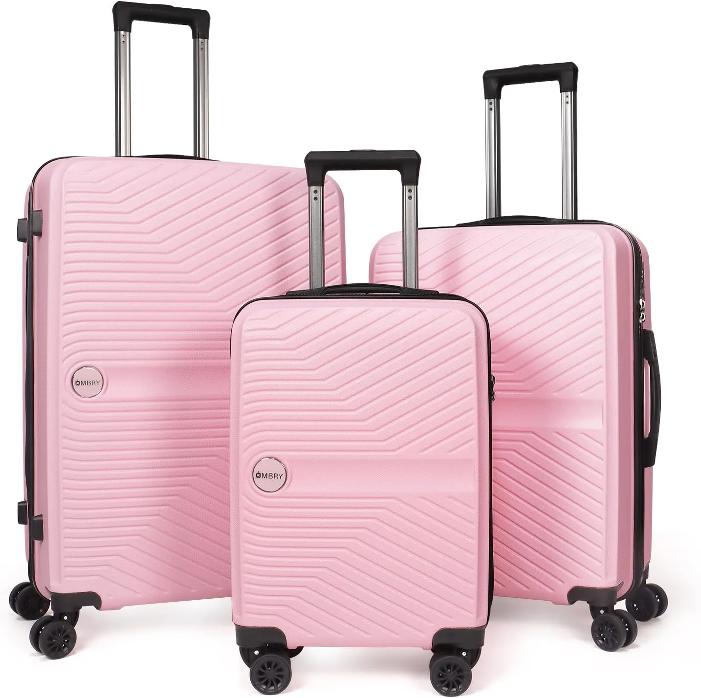 Luggage Set 3 Pieces -Suitcase Set - Carry on Luggage with Wheels - Check-in Luggage - PC   ABS Durable Suitcase Rotating Silent Wheels 3-Piece 20/24/28 Pink