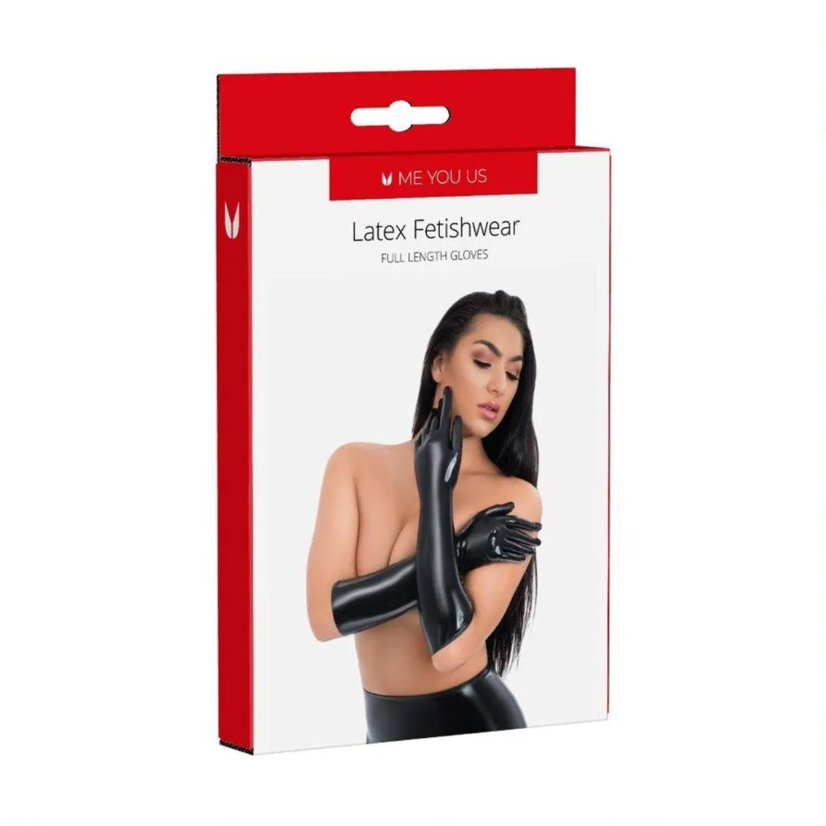 Me You Us Latex Full Length Gloves Black Medium