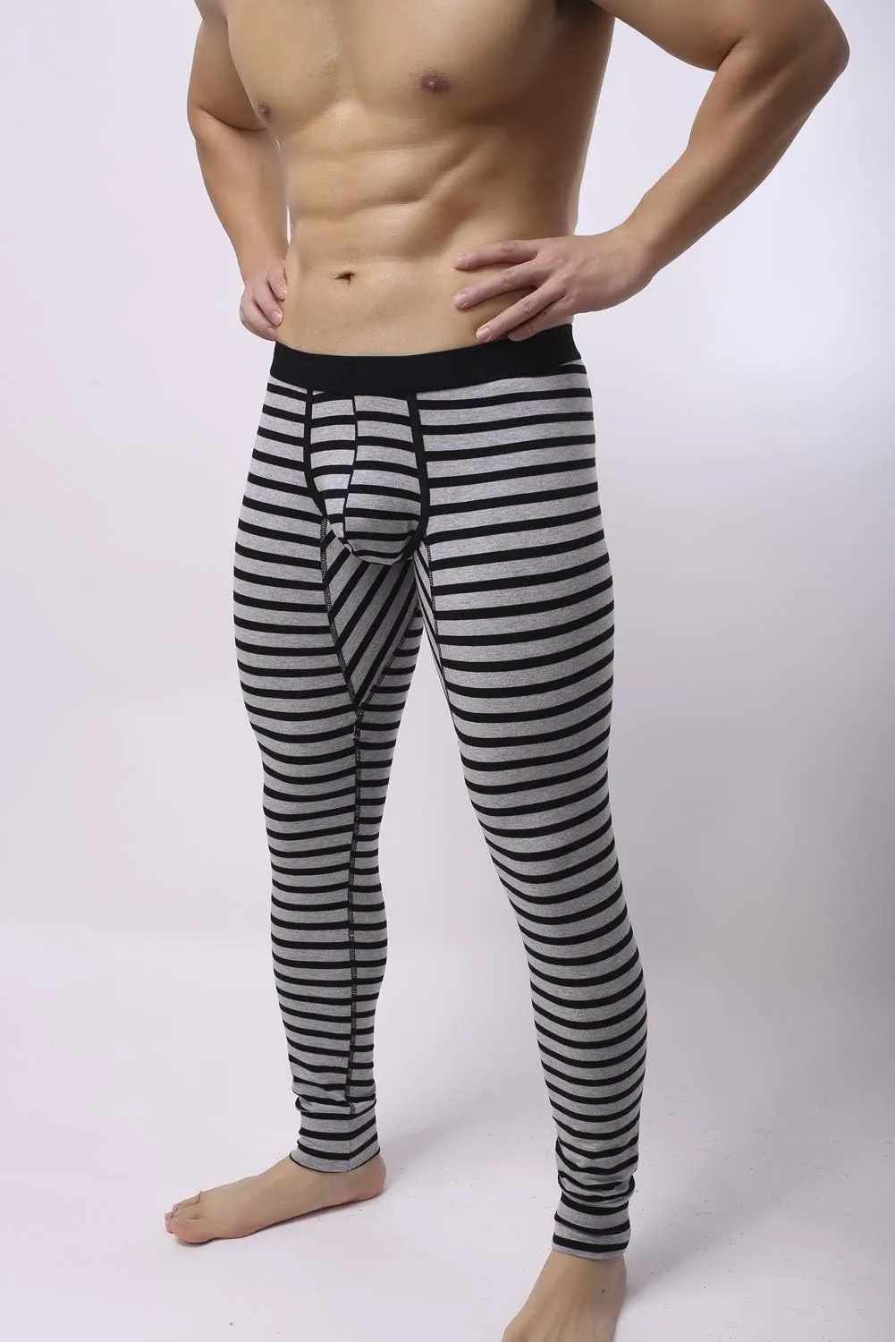 Mens Cotton Pouch Underwear Long Johns Thermal Pants Bottoms Leggings