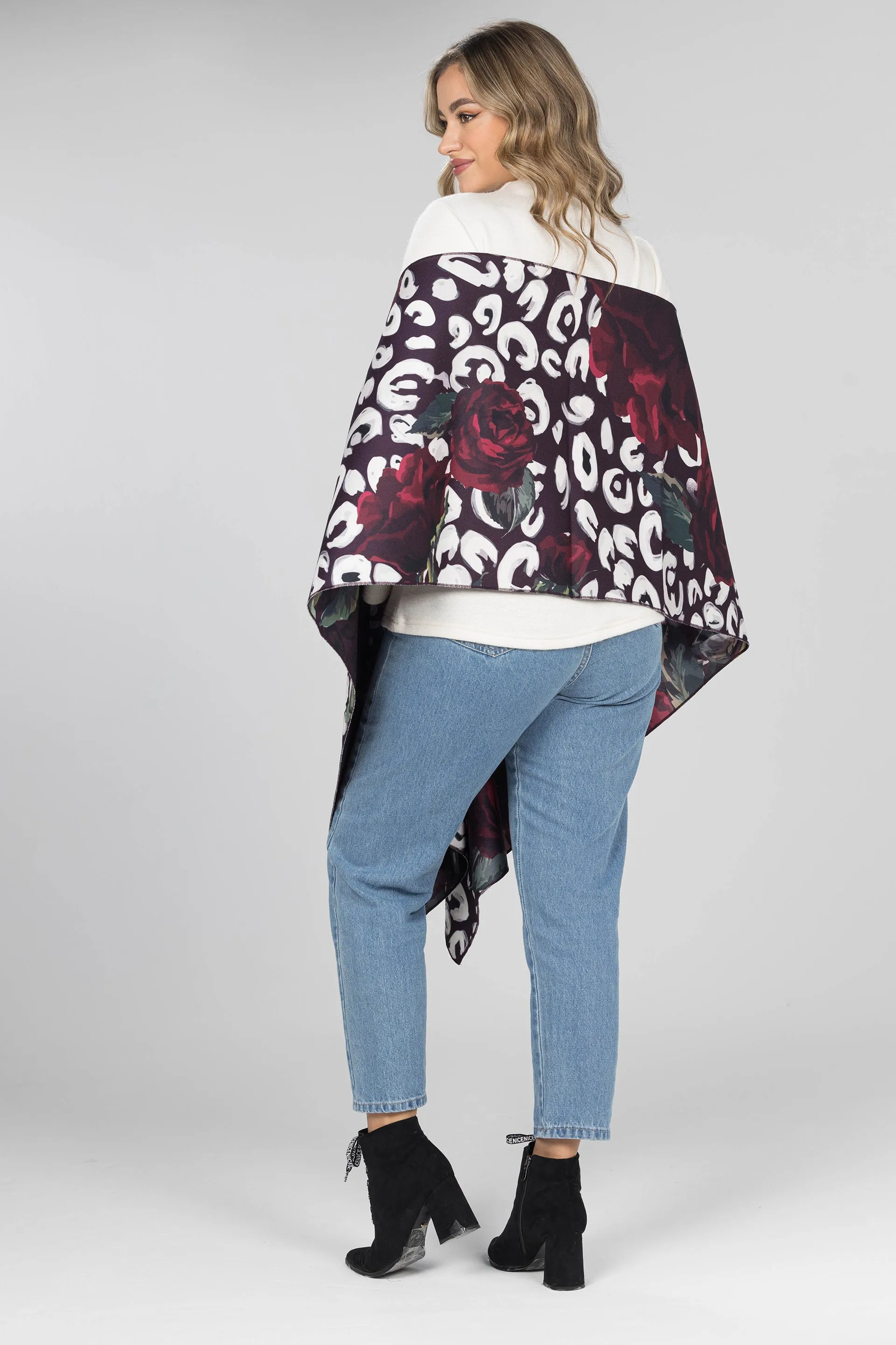 Midnight Rose Double-Face Wool Shawl