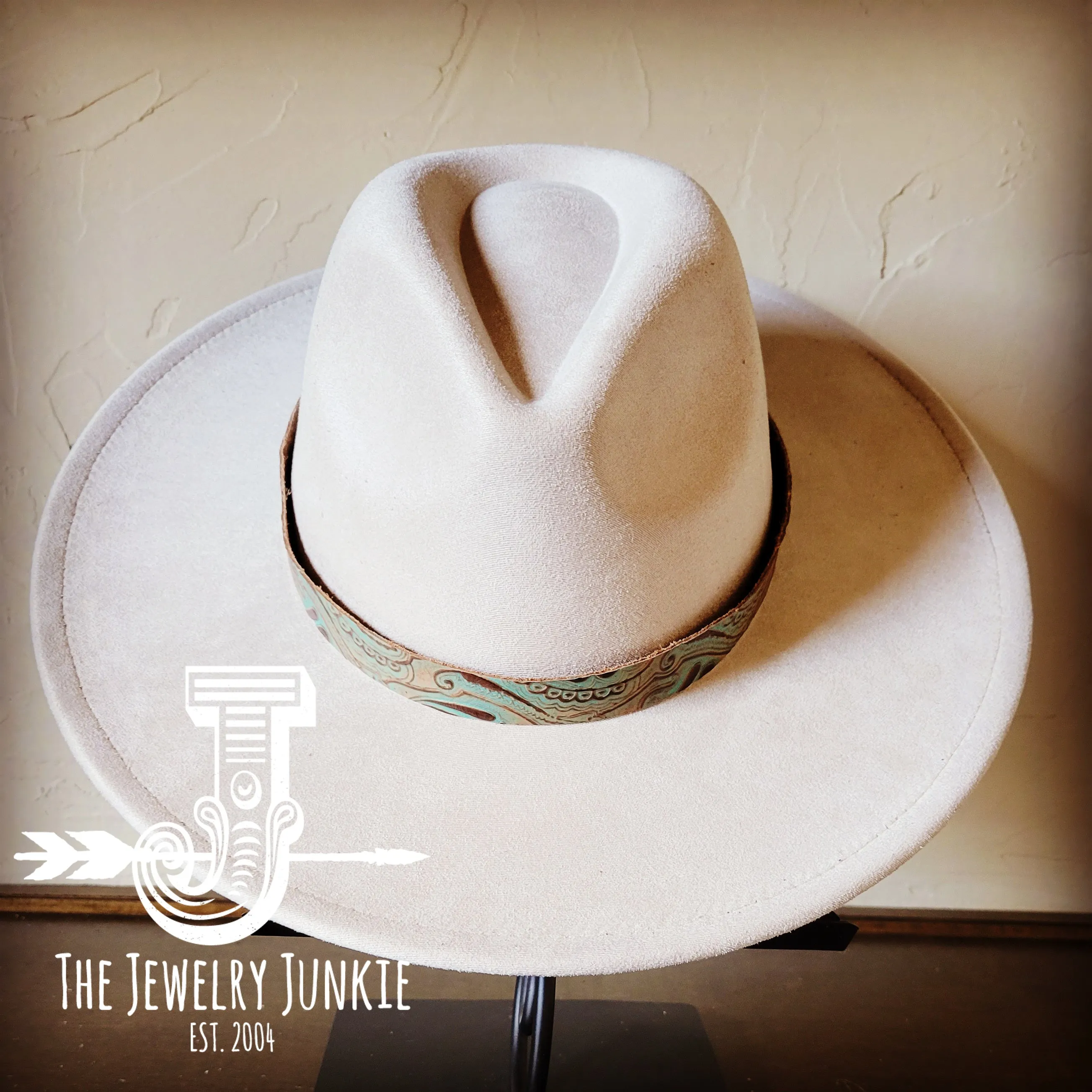 Napolis Turquoise Brown Embossed Leather Hat Band Only 951L