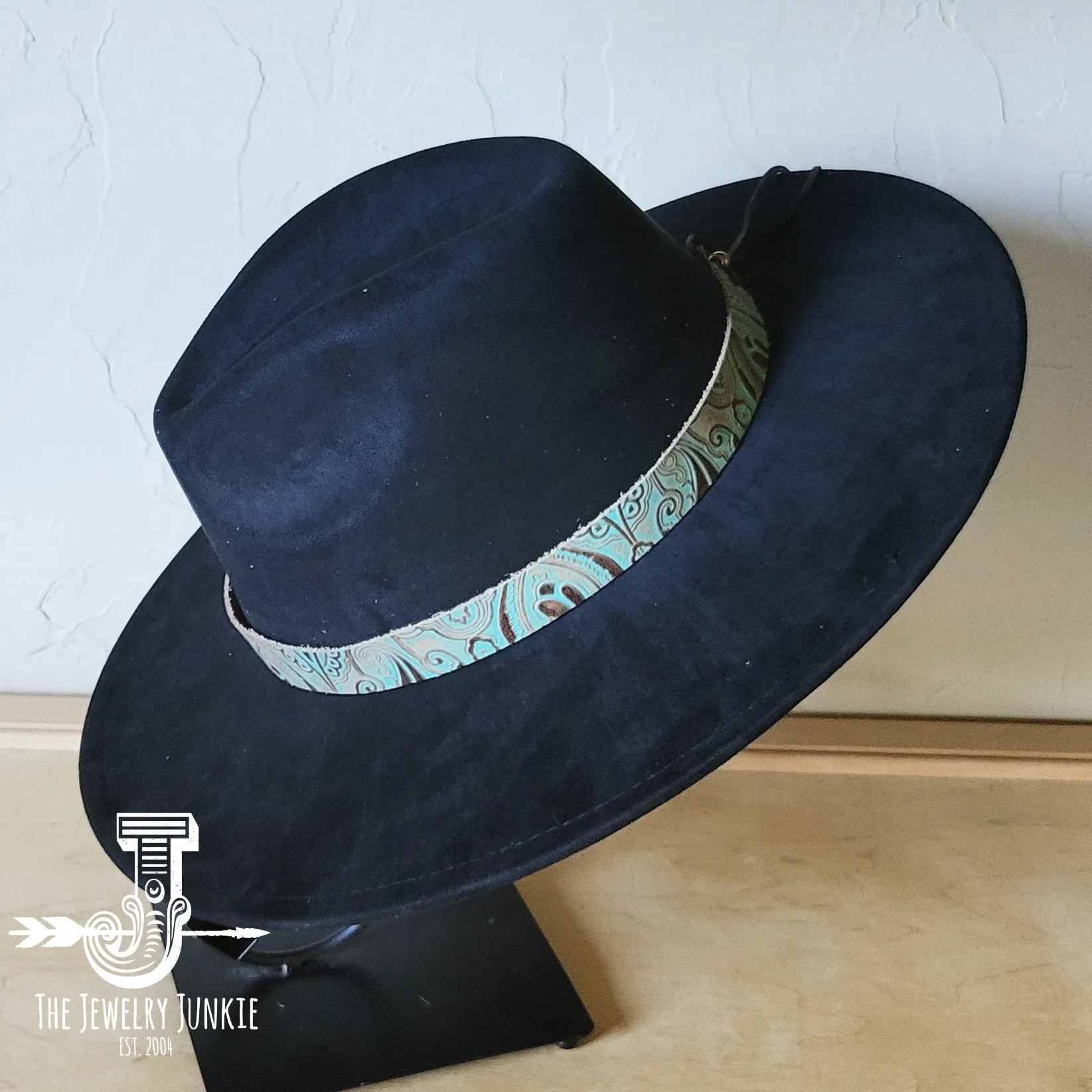 Napolis Turquoise Brown Embossed Leather Hat Band Only 951L