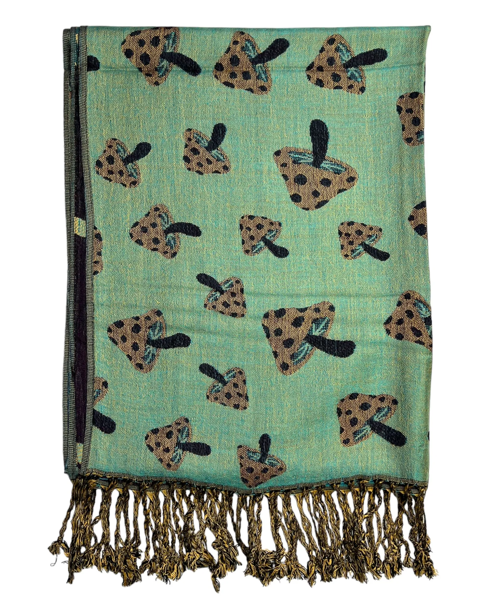 Navy & Teal Reversible Mushroom Rave Pashmina