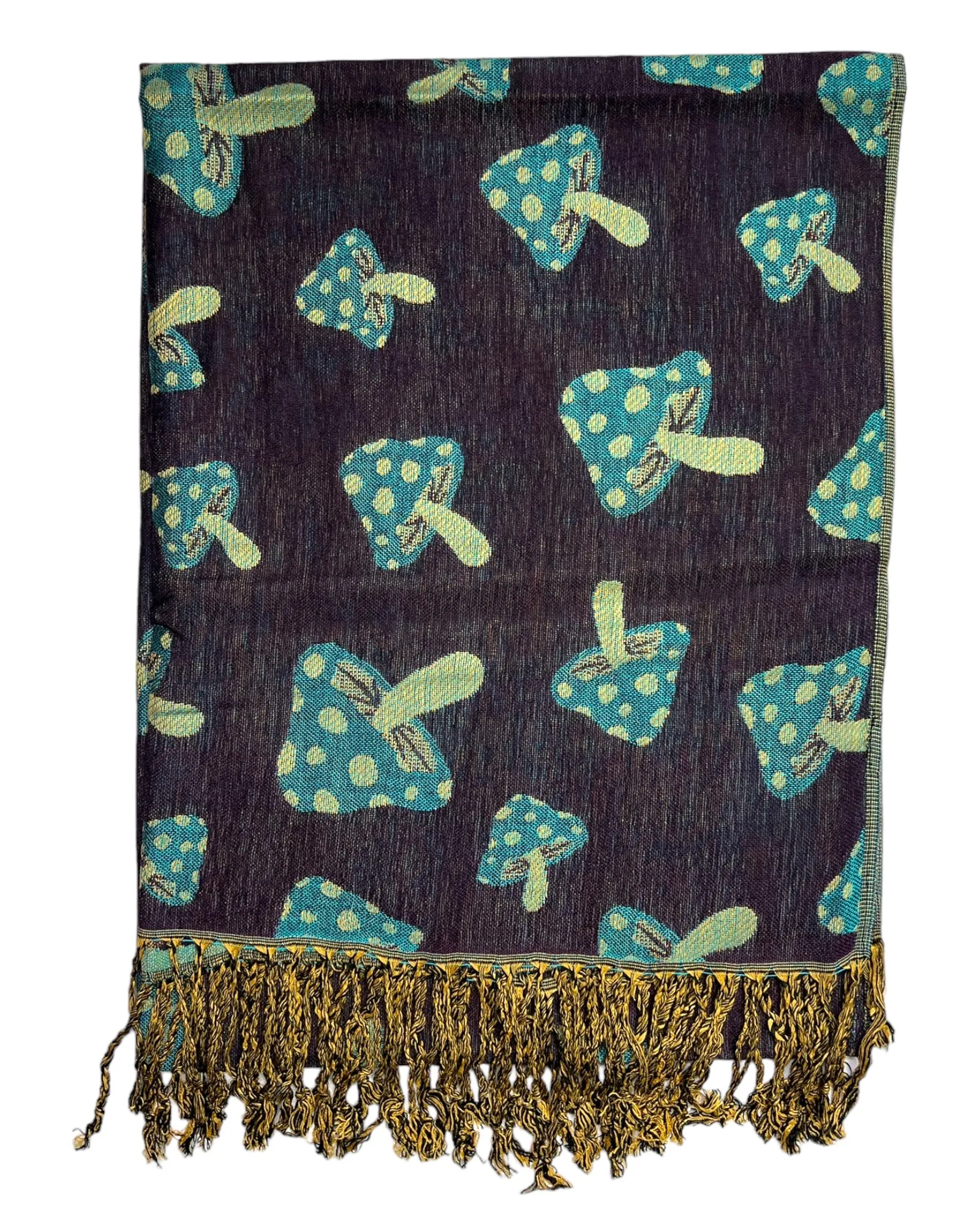 Navy & Teal Reversible Mushroom Rave Pashmina