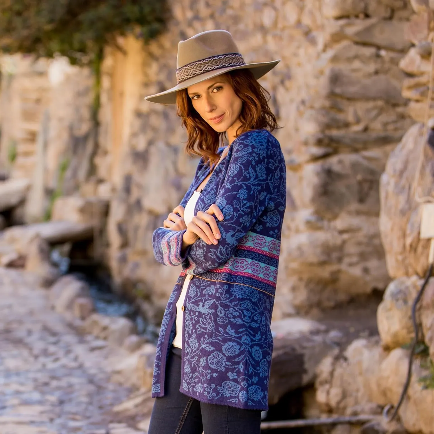 NOVICA Artisan Handmade Alpaca Wool Blend Felt Hat Peruvian in Taupe Brown Accessories Hats Fabric Solid 'Munay in Taupe'