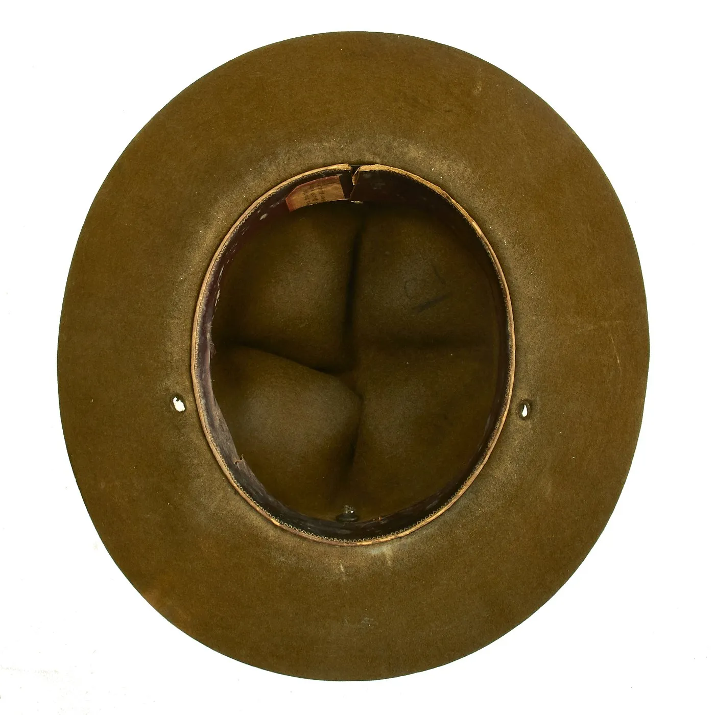 Original U.S. WWII Marine Corps OD Green Pressed Felt Campaign Hat with EGA - "Drill Instructor Hat"
