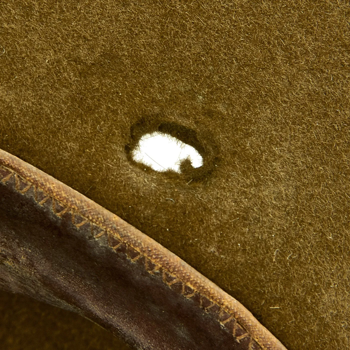 Original U.S. WWII Marine Corps OD Green Pressed Felt Campaign Hat with EGA - "Drill Instructor Hat"