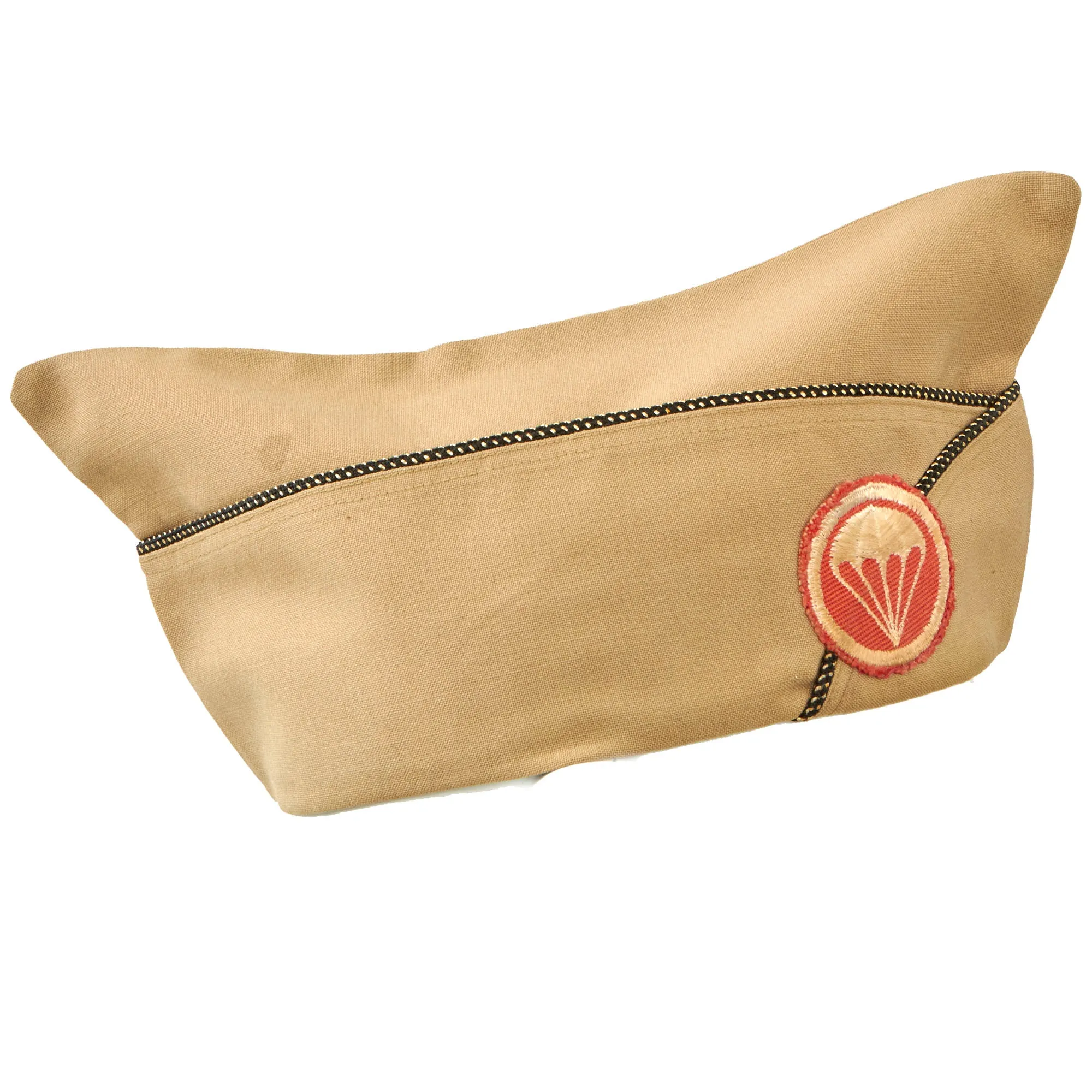 Original U.S. WWII Named Parachute Field Artillery Battalion Officer’s Overseas Cap With Dog Tag and Photo - Irving E. Cohen