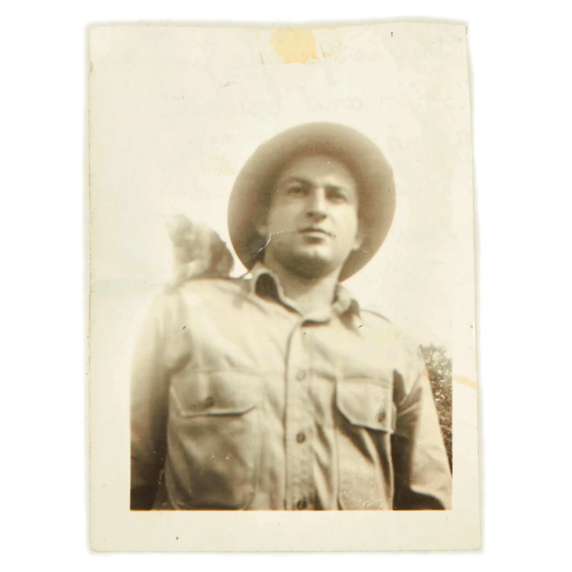Original U.S. WWII Named Parachute Field Artillery Battalion Officer’s Overseas Cap With Dog Tag and Photo - Irving E. Cohen