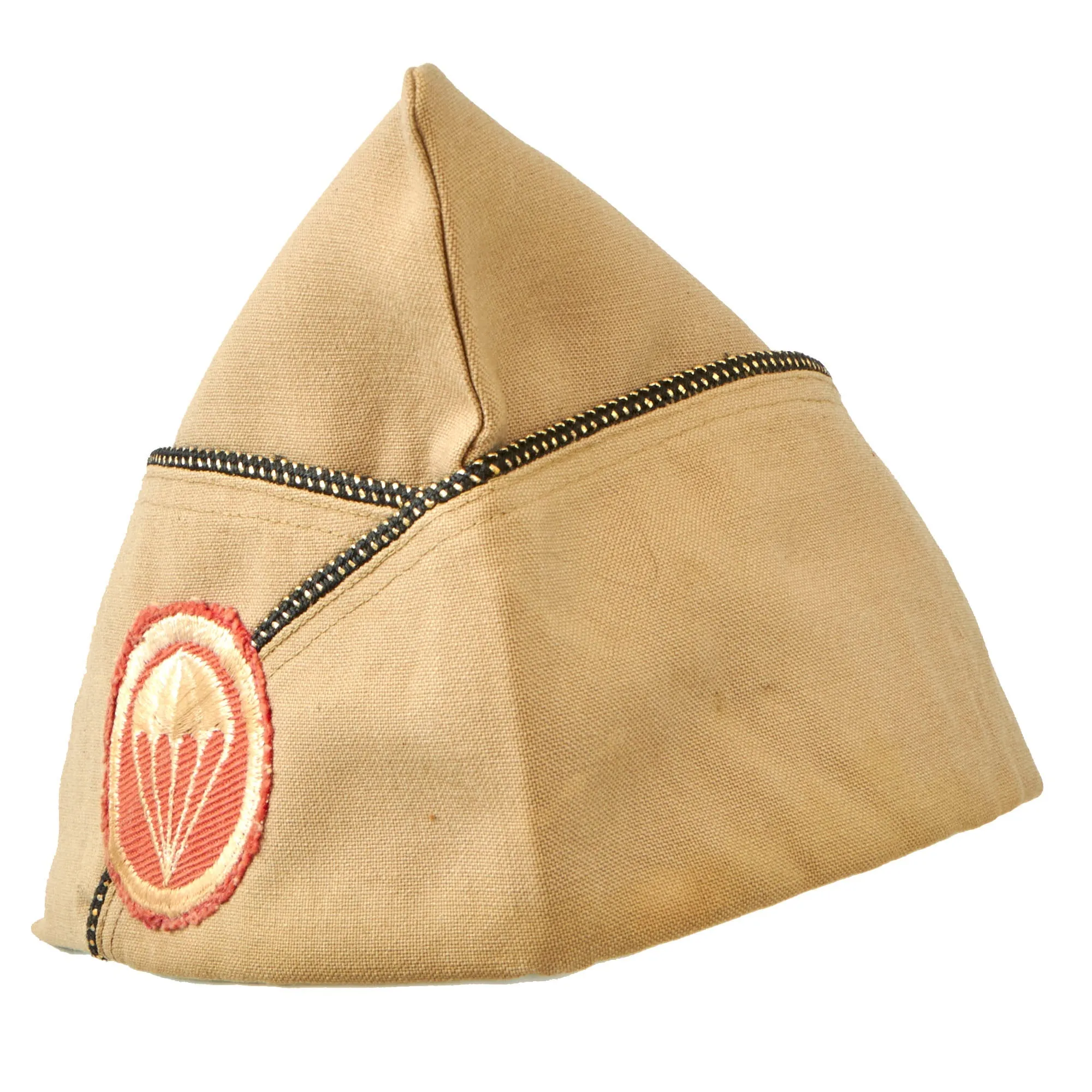Original U.S. WWII Named Parachute Field Artillery Battalion Officer’s Overseas Cap With Dog Tag and Photo - Irving E. Cohen