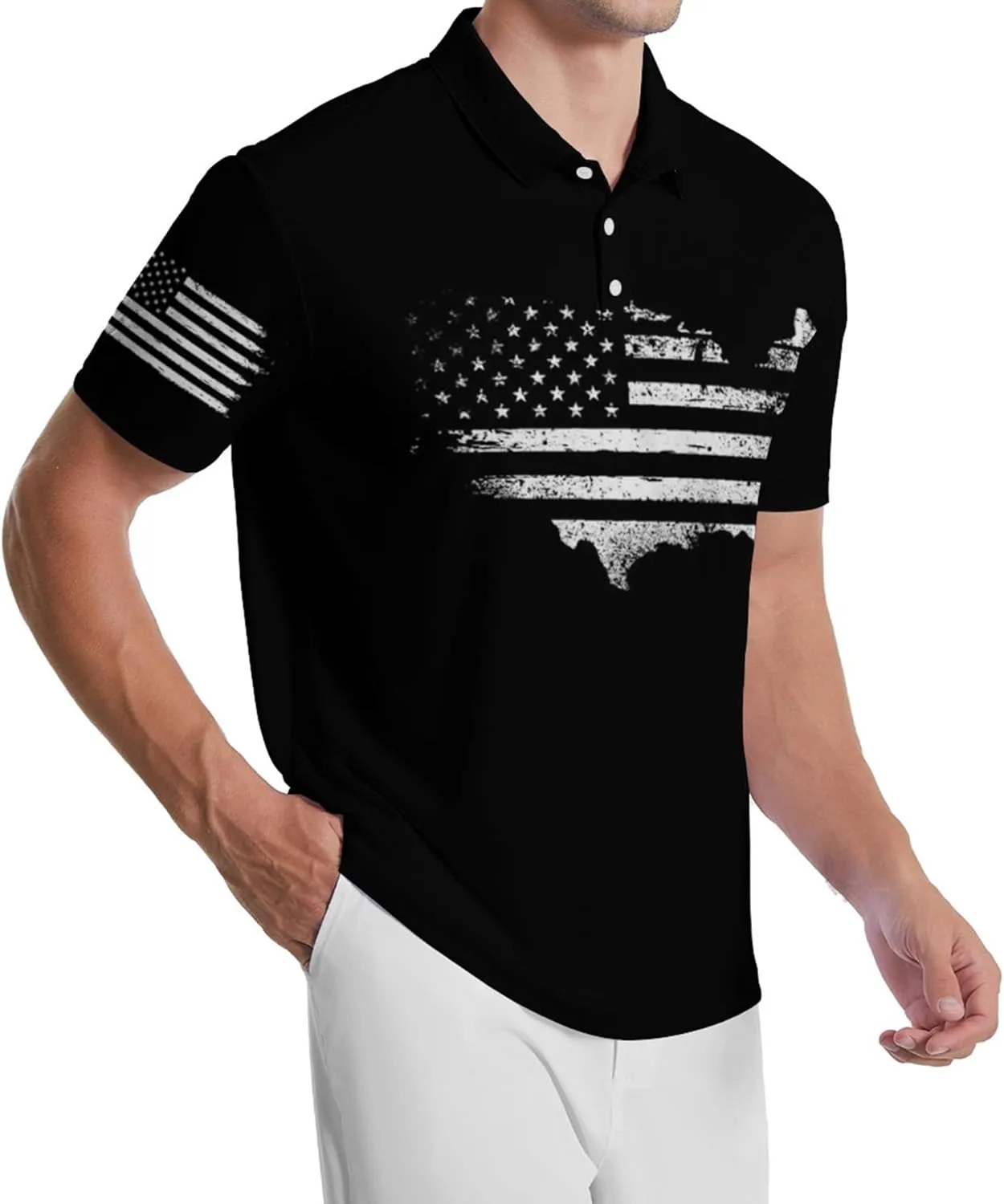 Polo Shirts for Men Moisture Wicking Mens Polo Shirts Patriotic Shirts for Men