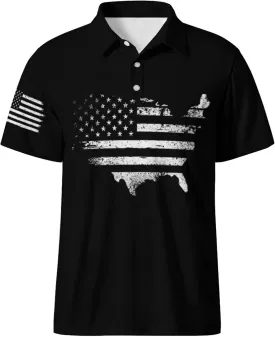 Polo Shirts for Men Moisture Wicking Mens Polo Shirts Patriotic Shirts for Men