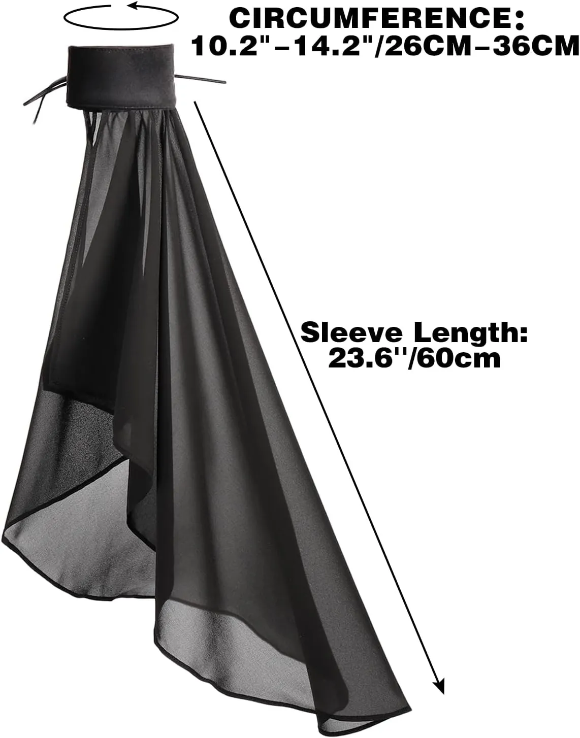 PROCOS Women's Victorian Long Tulle Gloves Gothic Black Lace Chiffon Detachable Sleeves Vampire Witch Cosplay Costume