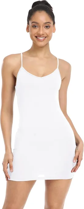 Qaffier Full Slips Dress for Women Adjustable Spaghetti Strap V Neck Under Dress Camisole Mini Slip Dress Qaffier Full Slips Dress for Women Adjustable Spaghetti Strap V Neck Under Dress Camisole Mini Slip Dress