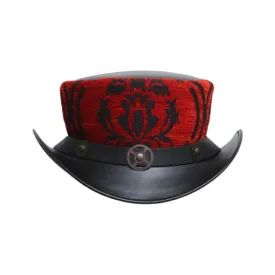Red Mini Steampunk Leather Top Hat