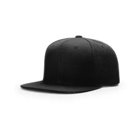 Richardson Black Street Solid 6 Panel Wool Snapback Cap