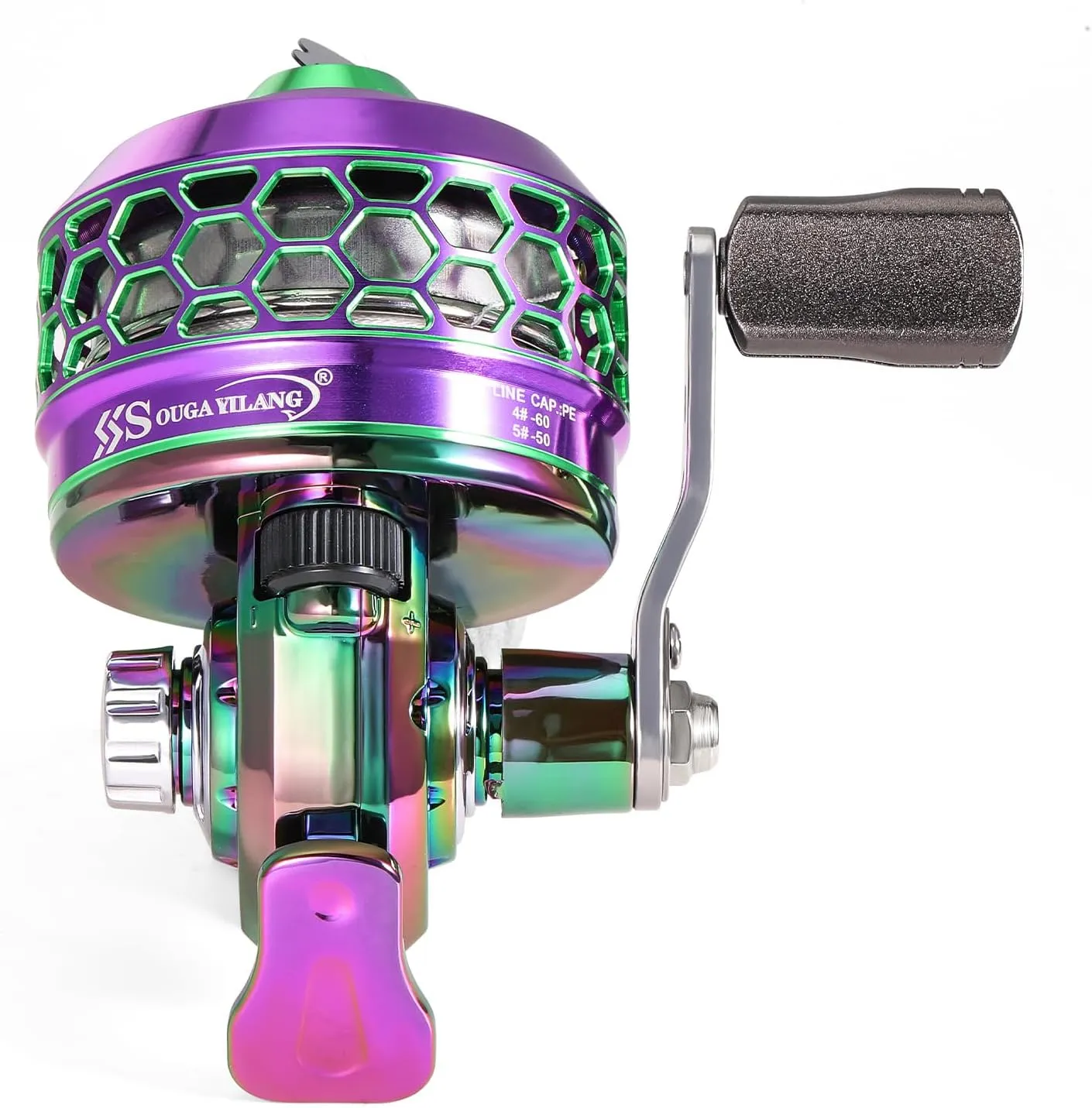 Sougayilang Spincast Fishing Reel,High Speed 3.9:1 Gear Ratio,Trouble-Free Push-Button Bait Casting Design and Reversible Handle for Left/Right Retrieve,Pre-Spooled with Monofilament Line
