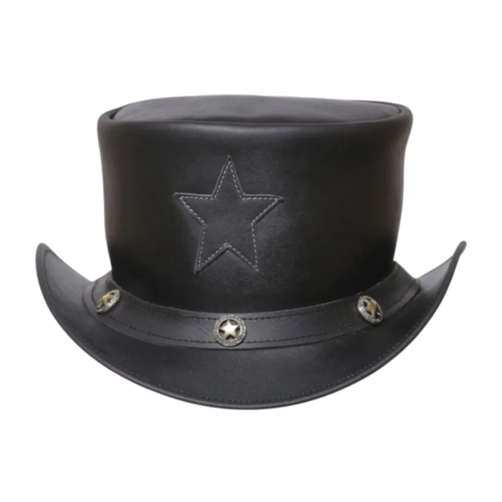 Stars Style Leather Top Hat