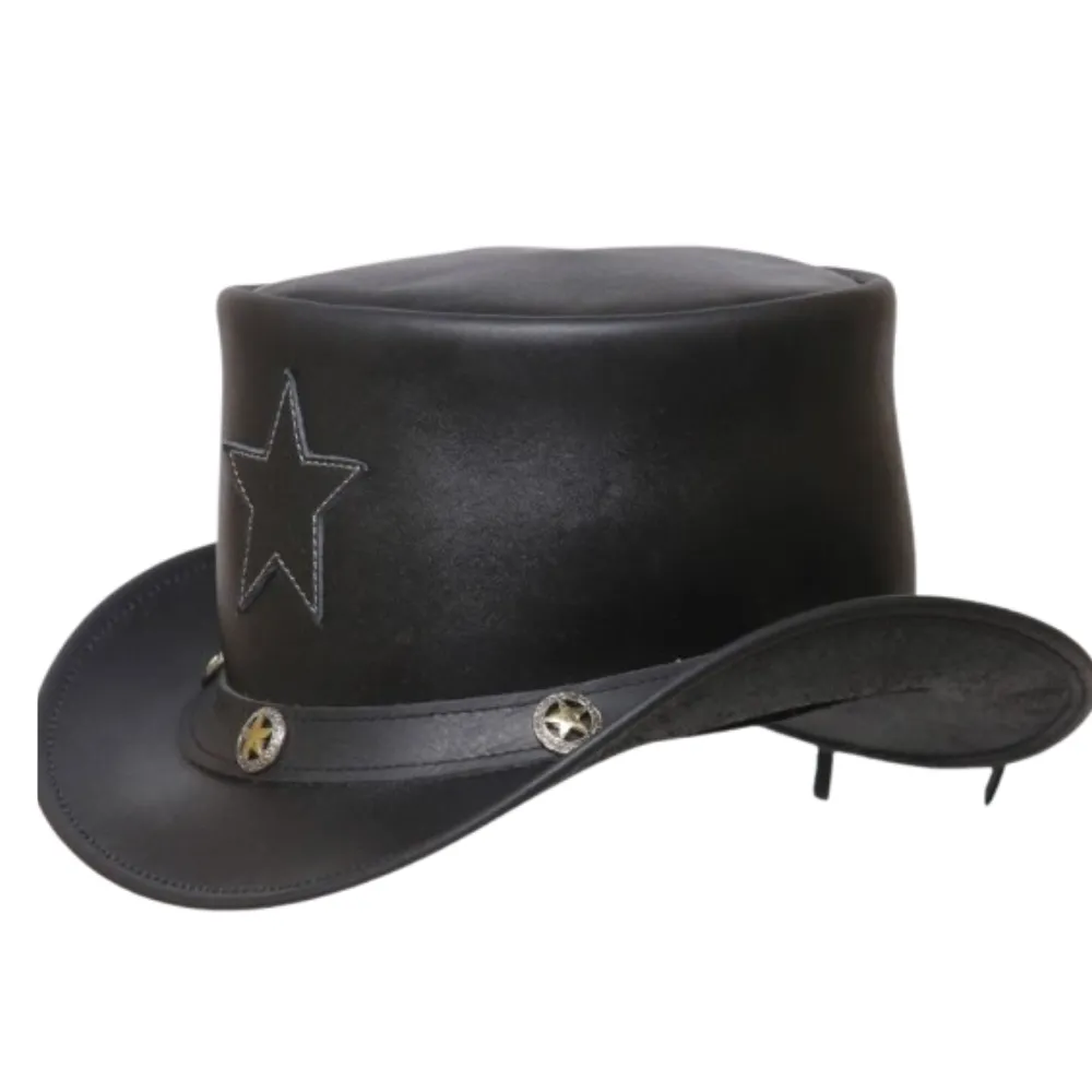 Stars Style Leather Top Hat