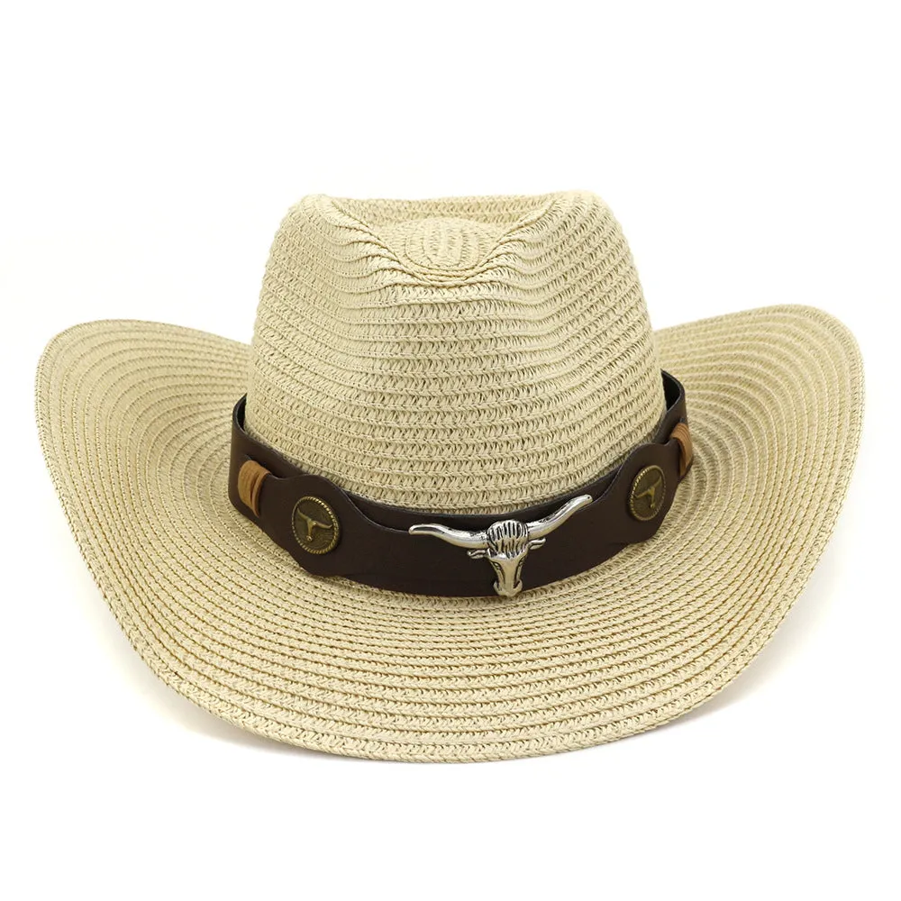 Straw Cowboy Hats Outdoor Seaside Beach Hat Cowboy Grass