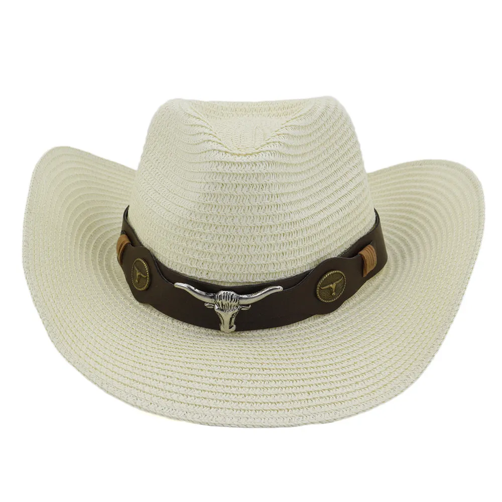 Straw Cowboy Hats Outdoor Seaside Beach Hat Cowboy Grass