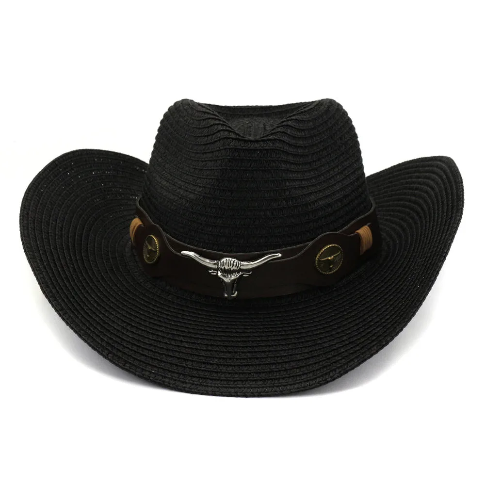 Straw Cowboy Hats Outdoor Seaside Beach Hat Cowboy Grass