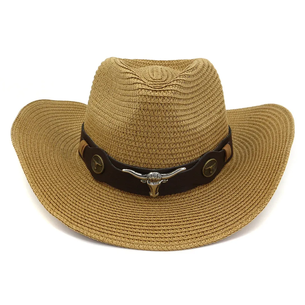 Straw Cowboy Hats Outdoor Seaside Beach Hat Cowboy Grass