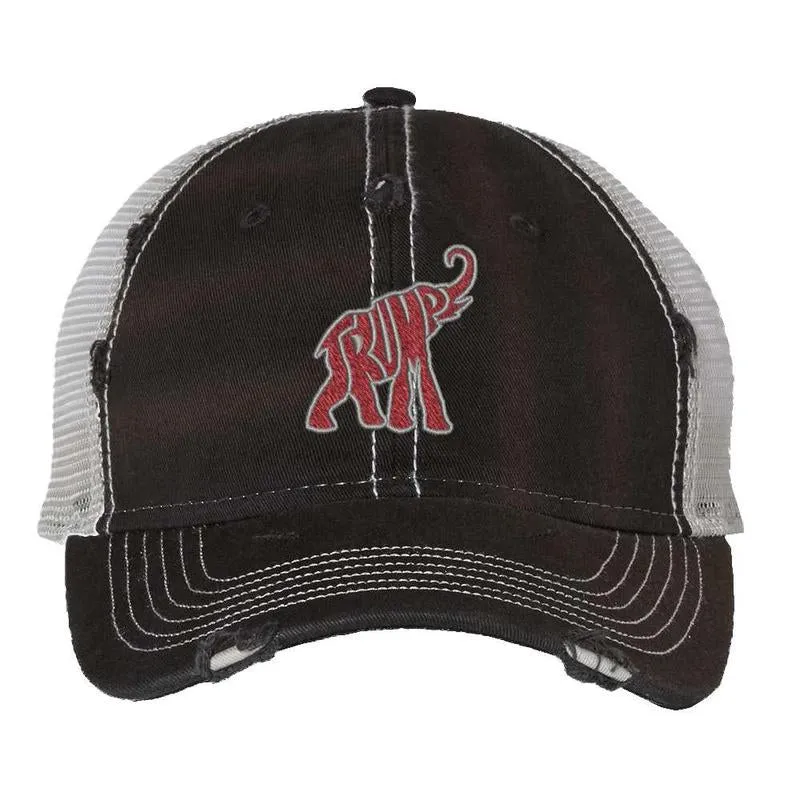 TRUMP Republican Elephant Distressed Trucker Hat, Patriotic Election Political Cap