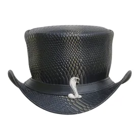 Wax Eye Cobra Style Leather Top Hat